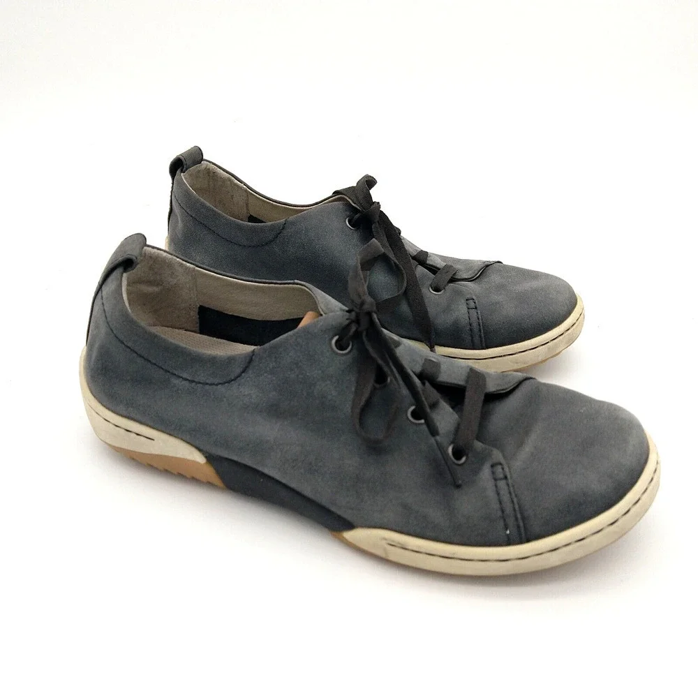 Dansko Nubuck Leather Sneakers Size US 7.5 8 EU 38 Gray Lace Up Comfort Shoes